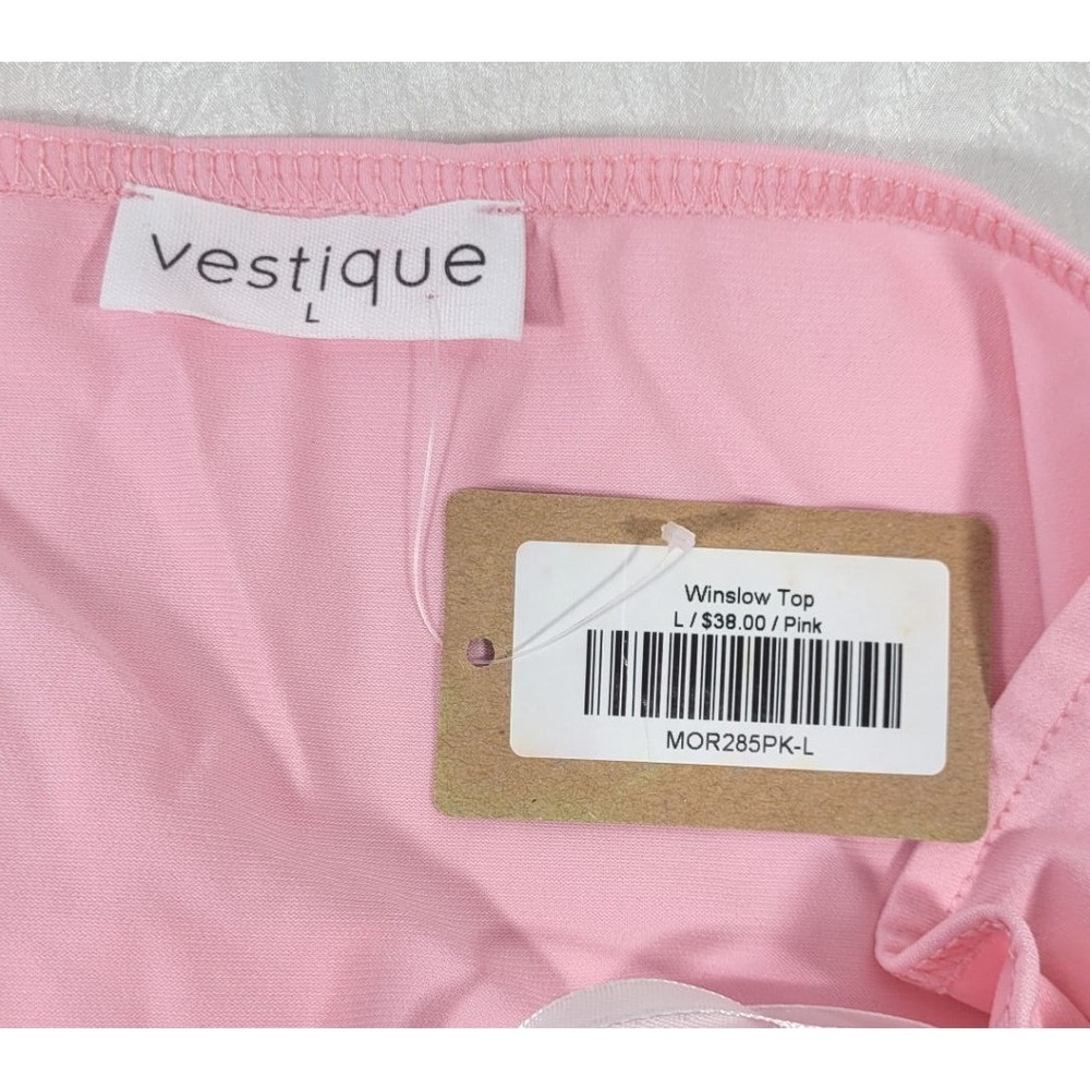 Vestique Women's Winslow Cropped Halter Neck Scarf Knit Top - Pink - Size Large - Picture 4 of 4